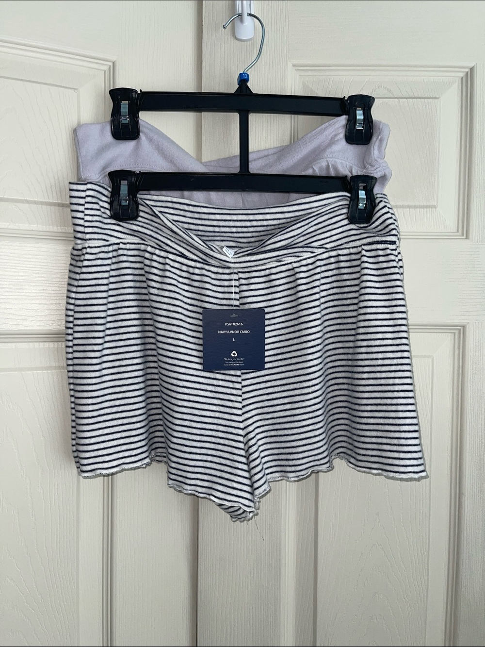 Pink Rose women set Lounge Shorts - striped navy/ lavender (2)